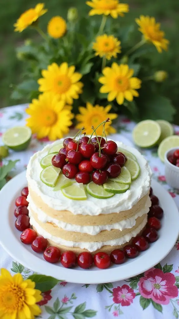 12 Refreshing Fruit Layer Cakes to Brighten Up Your Summer Parties (You’ll Love #8!) - 11. Cherry Limeade Layer Cake
