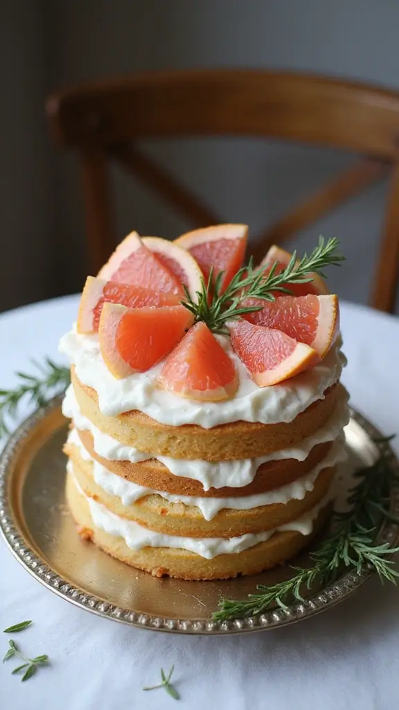 12 Refreshing Fruit Layer Cakes to Brighten Up Your Summer Parties (You’ll Love #8!) - 12. Grapefruit Rosemary Layer Cake