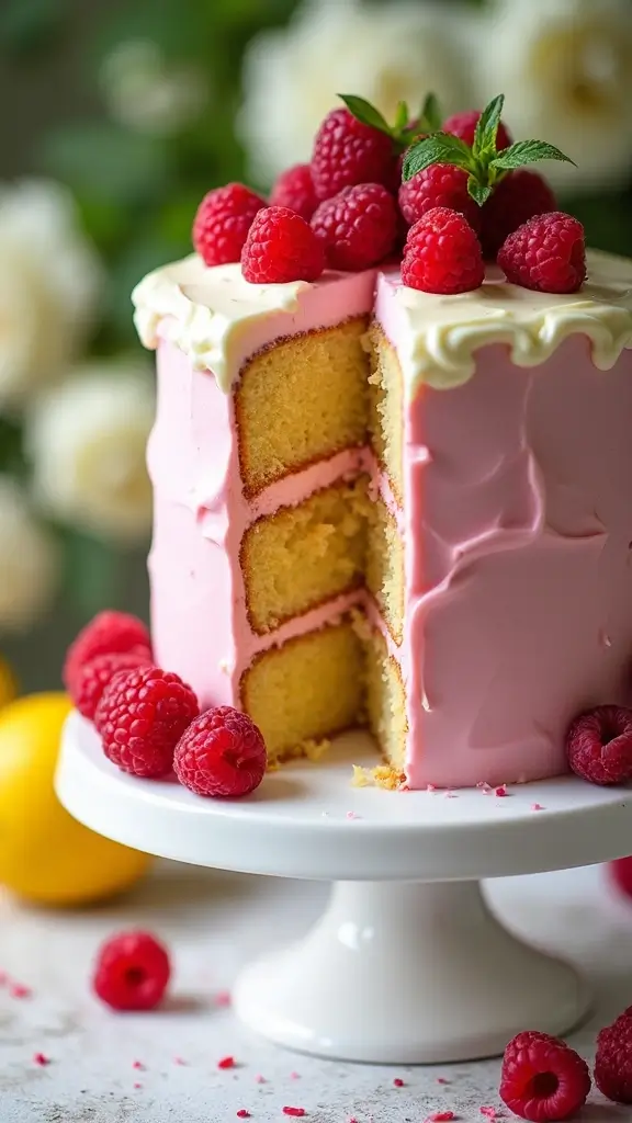 12 Refreshing Fruit Layer Cakes to Brighten Up Your Summer Parties (You’ll Love #8!) - 7. Raspberry Lemonade Layer Cake